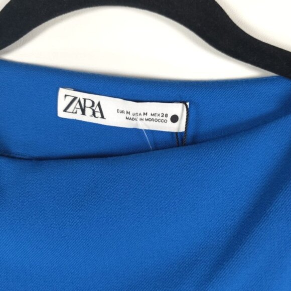 NWOT ZARA Curved Hem Asymmetric Sleeveless Knit Top Royal Blue 8218/707 Sz M - Picture 4 of 9